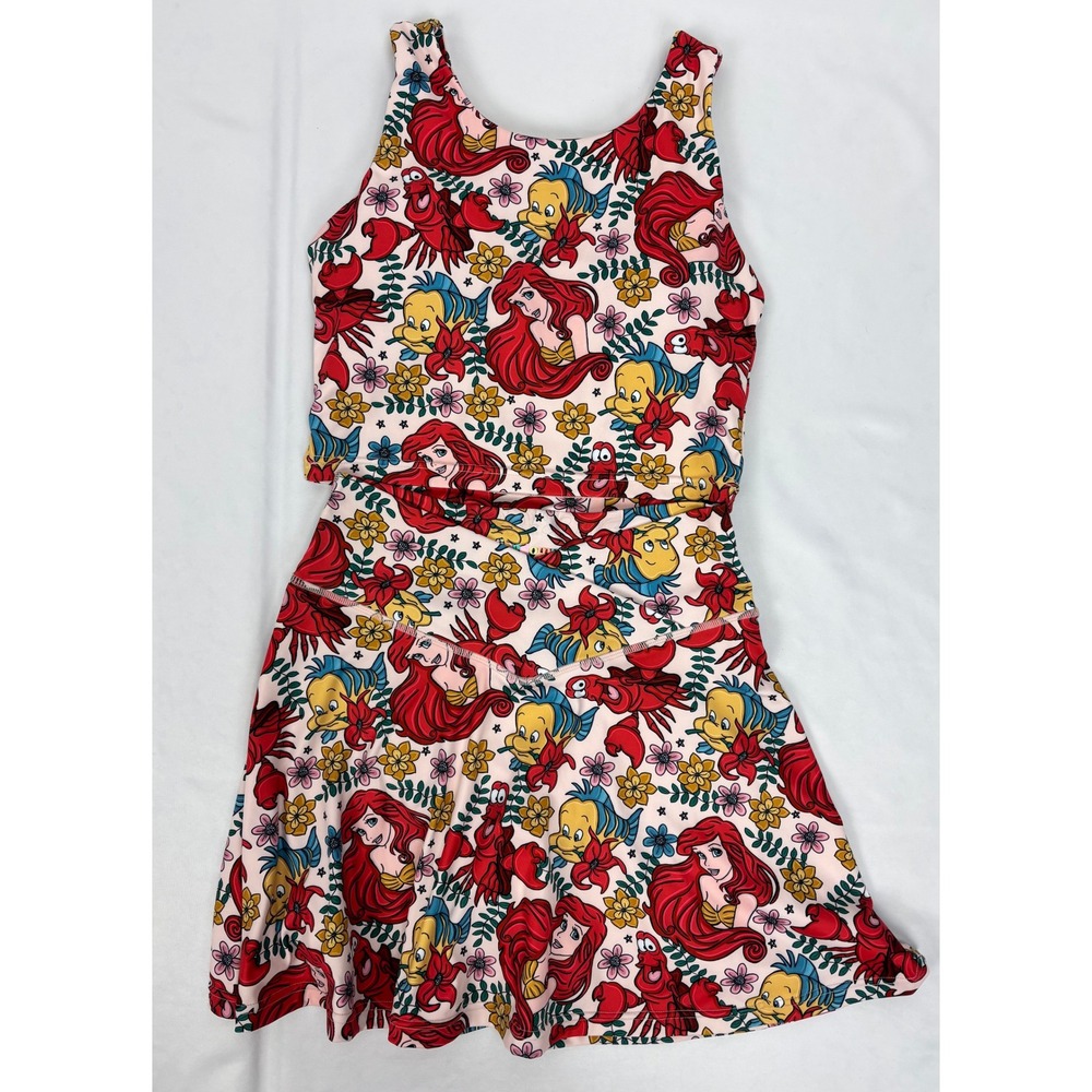 Kingdoms & Co Disney Pink Ariel Athletic Crop Tank Skort Shirt 2pc Set S/M